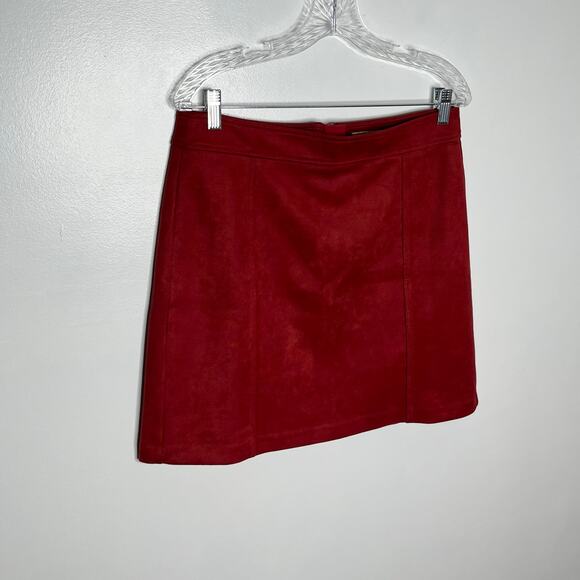 Loft Faux Suede Tweed Mini Skirt Set Womens 10 Red Purple Academia Workwear - Picture 4 of 10